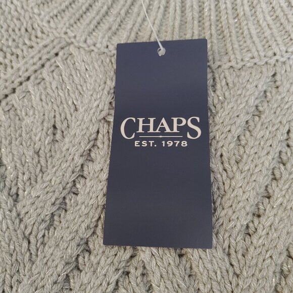 NWT GRAY CHAPS WOMEN'S CABLE KNIT SWEATER WITH SPARKLE - Picture 9 of 11